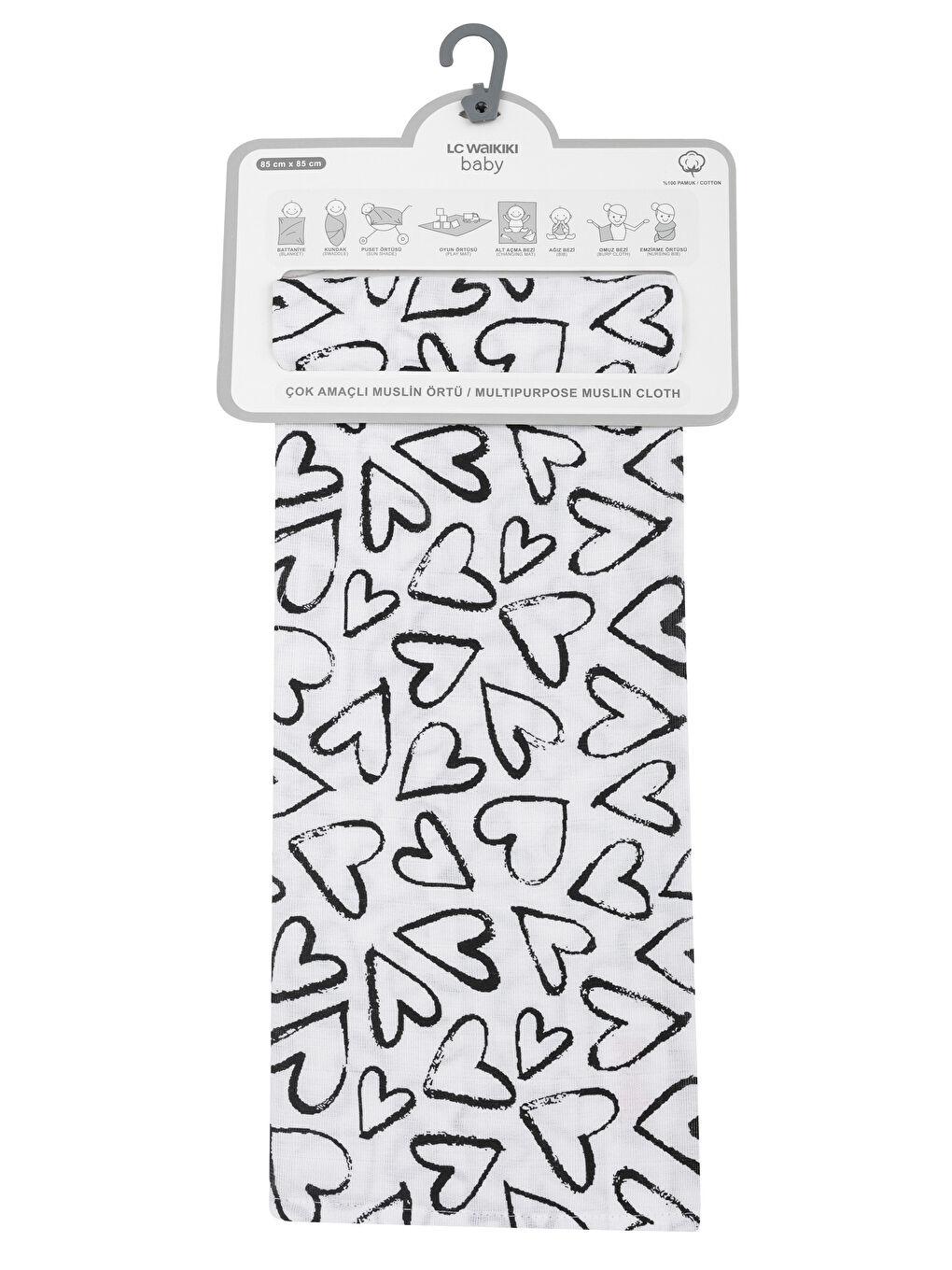 Beyaz Kız Bebek Desenli Müslin Battaniye-3