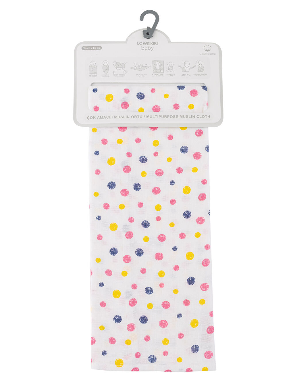 Beyaz Kız Bebek Puantiyeli Müslin Battaniye-3