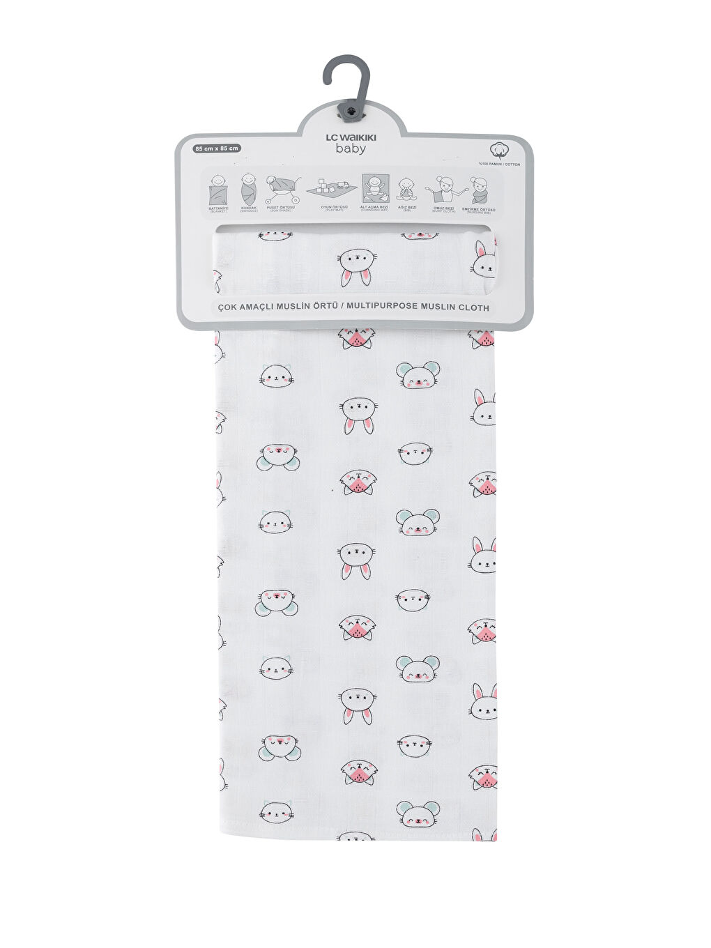 Ekru Kız Bebek Desenli Müslin Bez-3