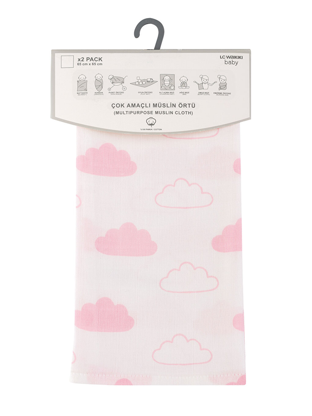 Lot de 2 Carrés en Mousseline pour Bébé Fille-3
