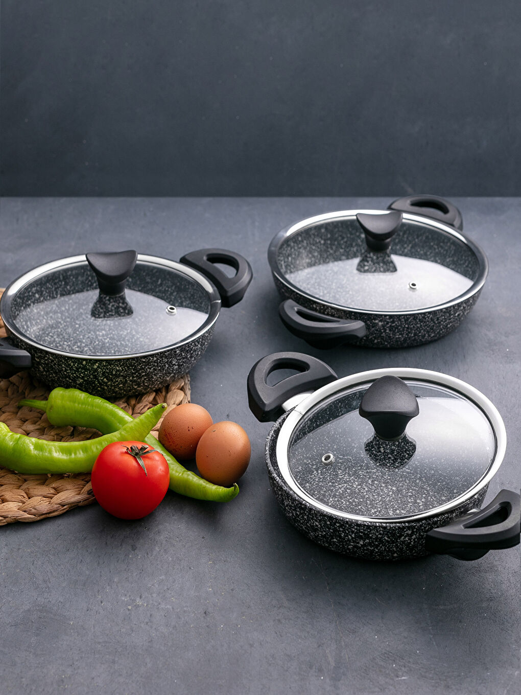 Ensemble poêle et casserole GRIS