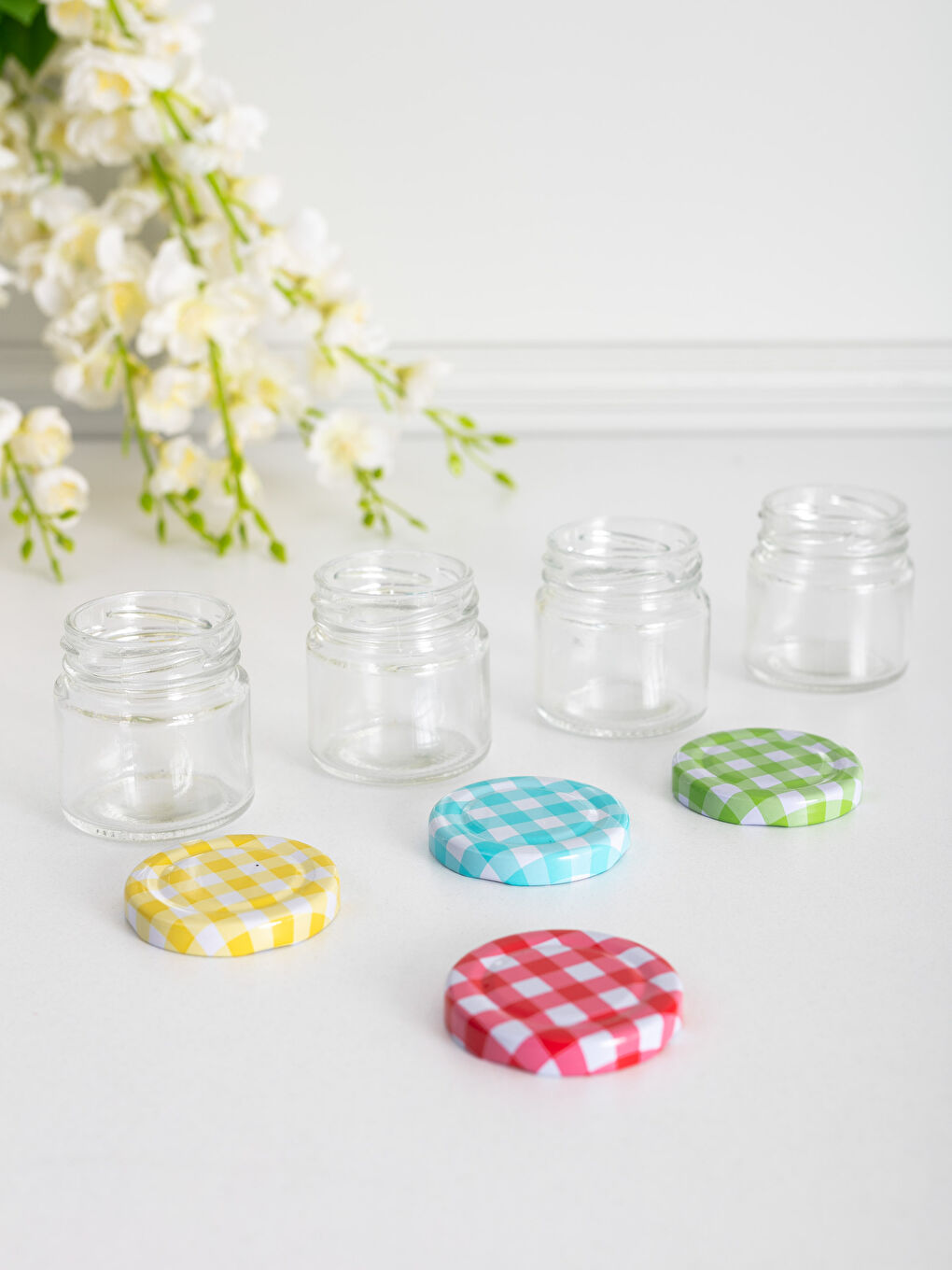 برطمان زجاج بغطاء ملون 4 قطع-1