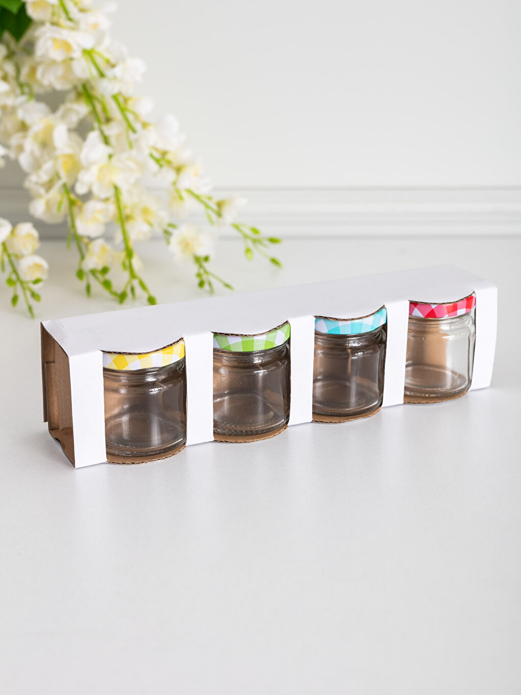 برطمان زجاج بغطاء ملون 4 قطع-2