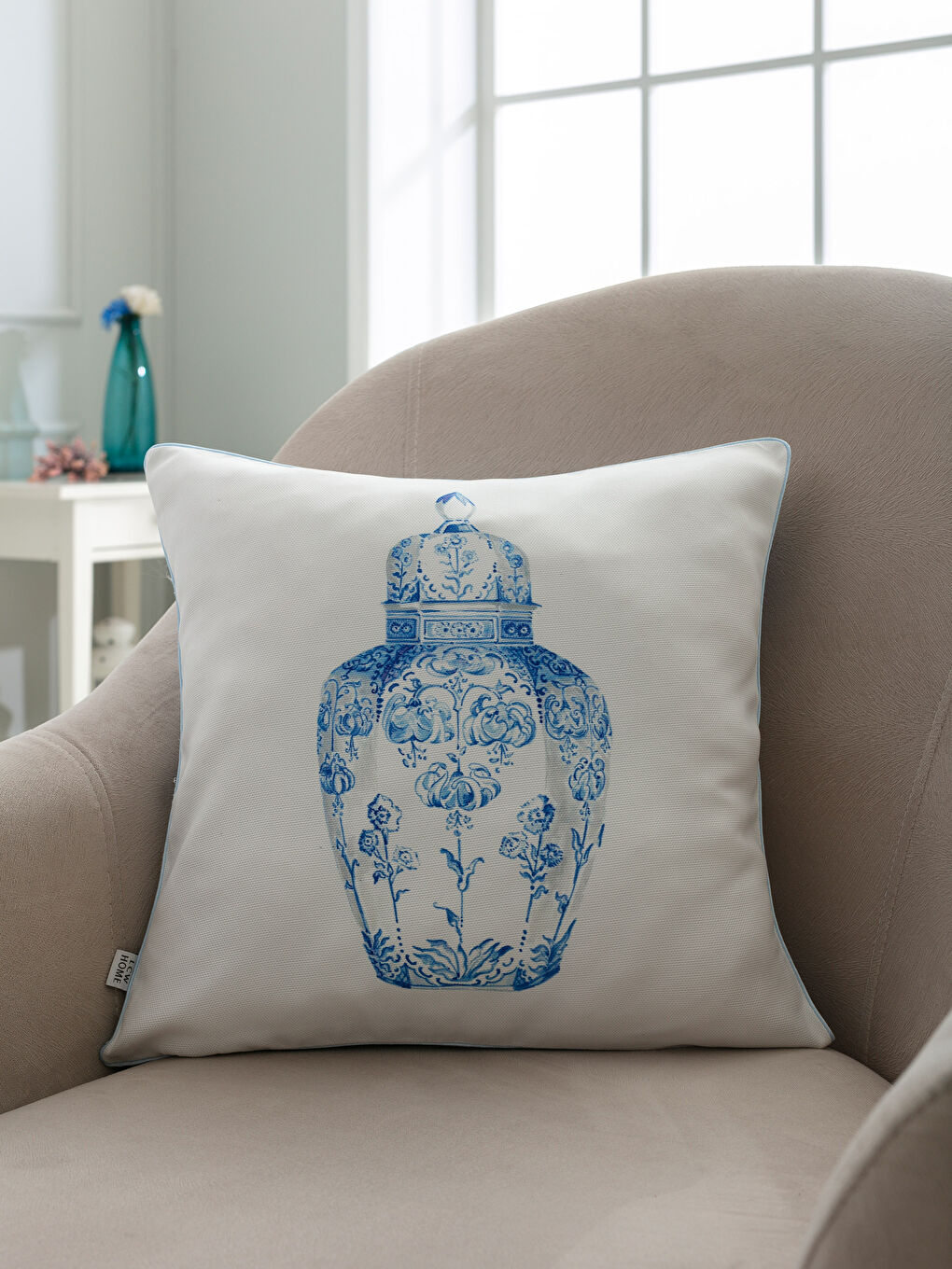 Mavi Baskılı Kırlent