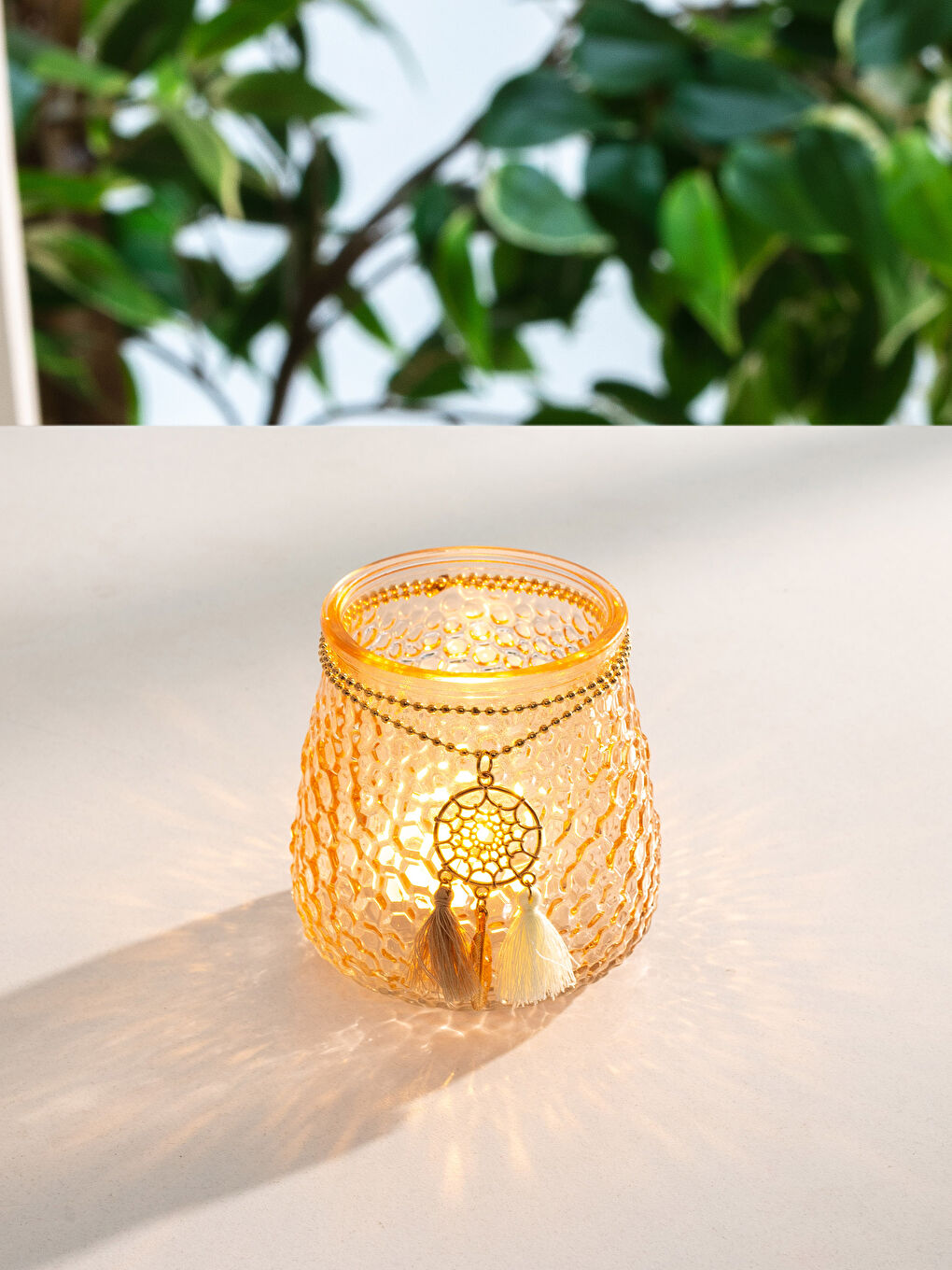 Sarı Altın Baskılı Mumluk