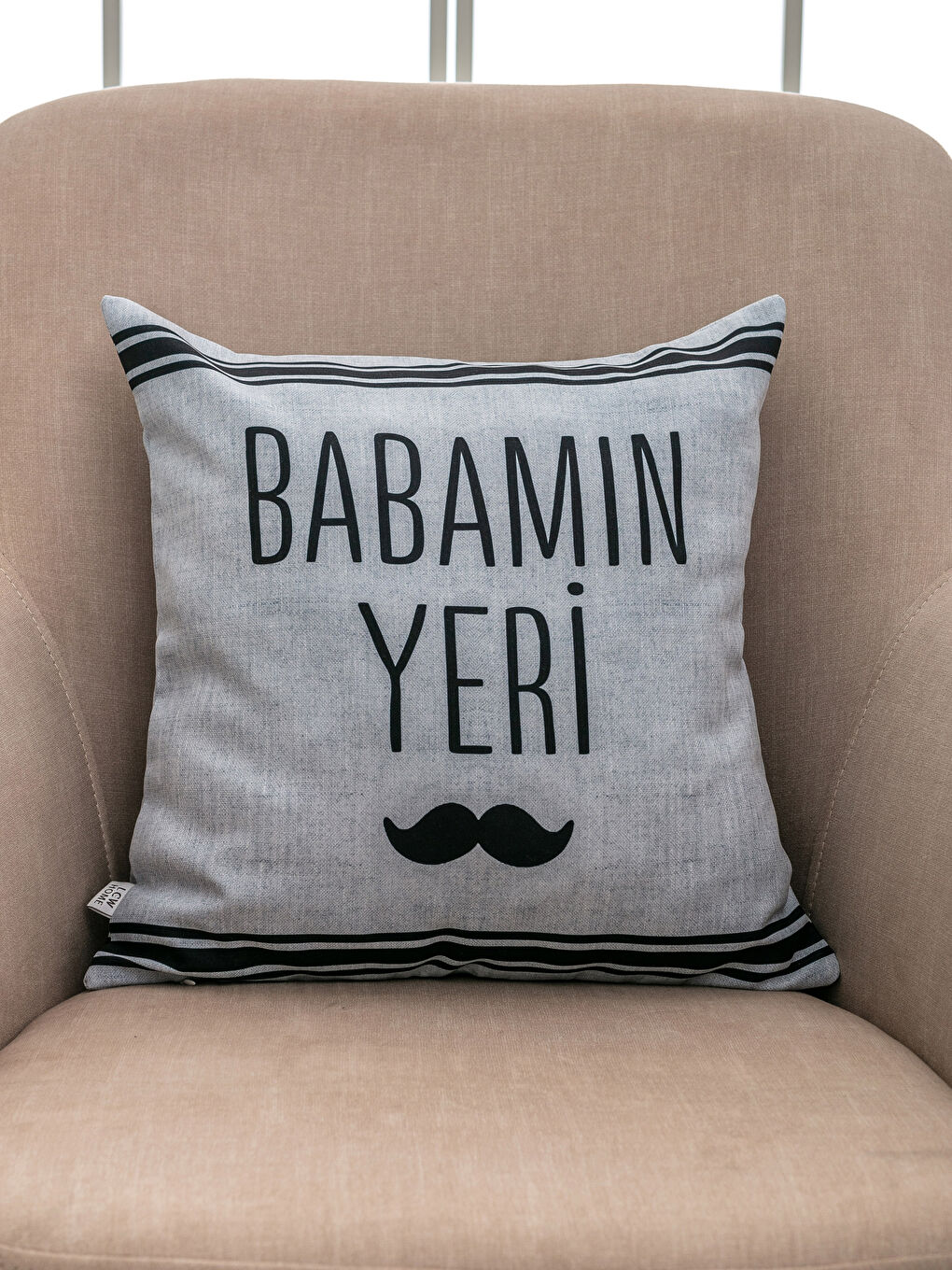 Gri Baskılı Kırlent Kılıfı-1