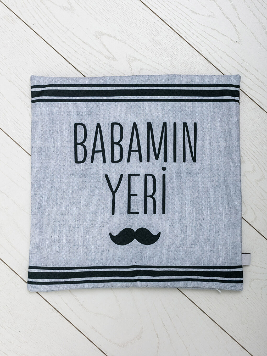 Gri Baskılı Kırlent Kılıfı-2