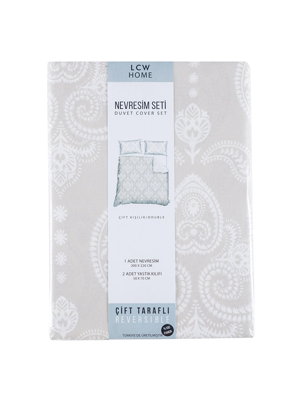 Bej Baskılı Çift Kişilik Nevresim Seti-5