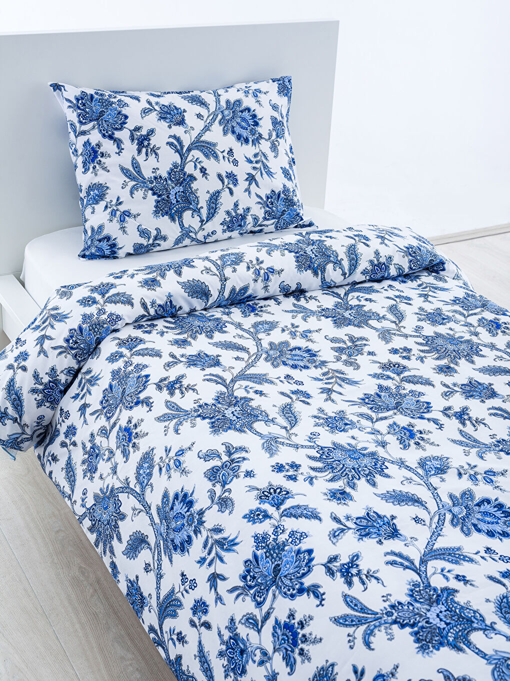 Mavi Baskılı Tek Kişilik Nevresim Seti