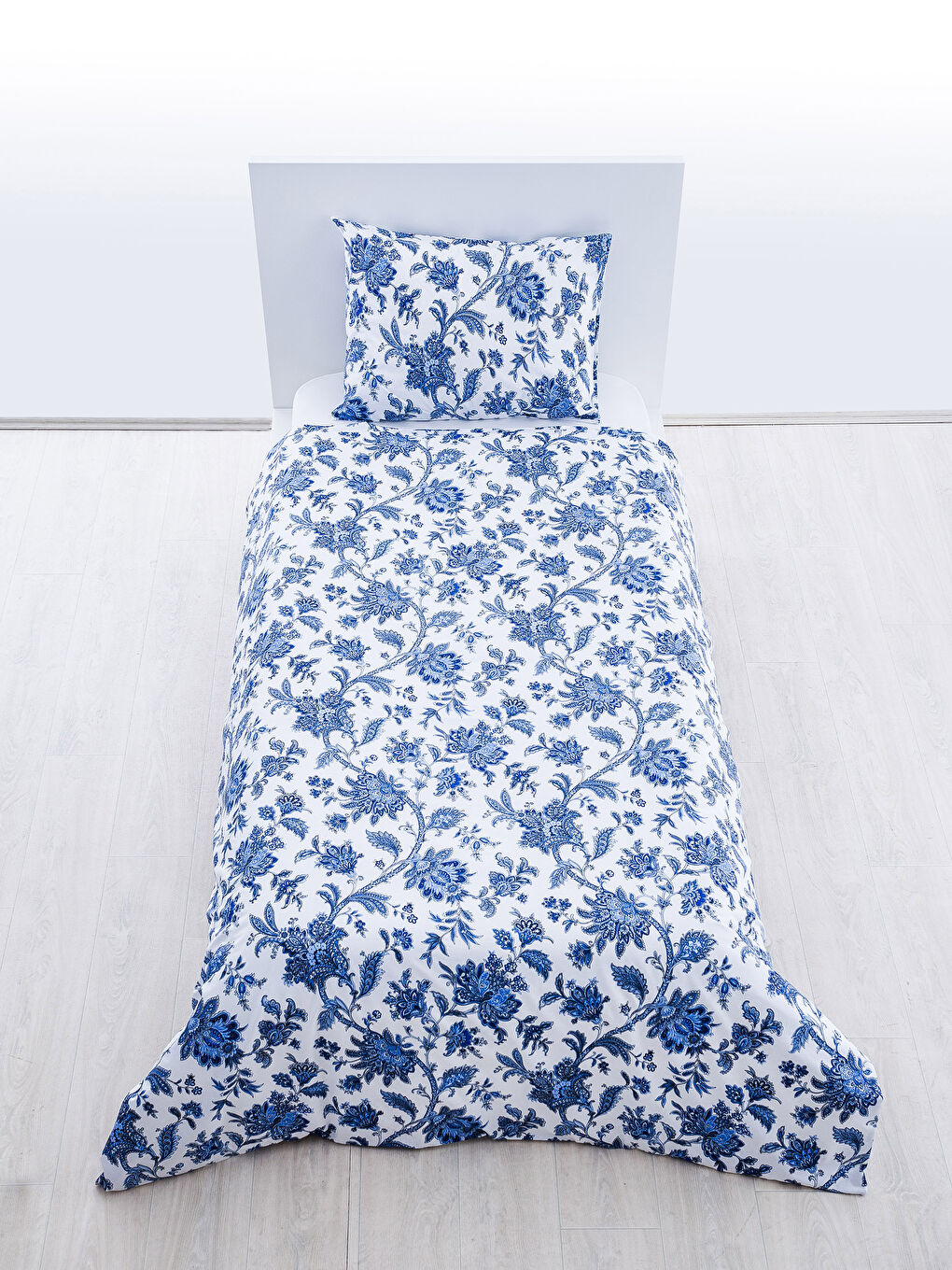 Mavi Baskılı Tek Kişilik Nevresim Seti-1