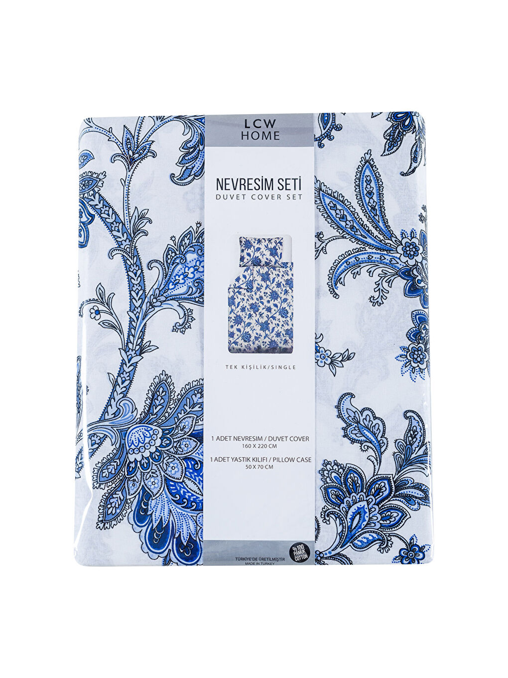 Mavi Baskılı Tek Kişilik Nevresim Seti-4