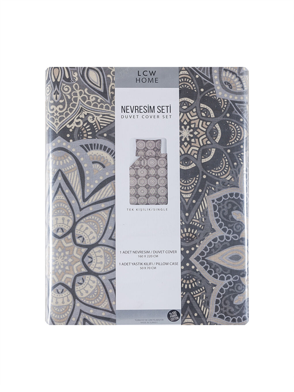 Bej Baskılı Tek Kişilik Nevresim Seti-4
