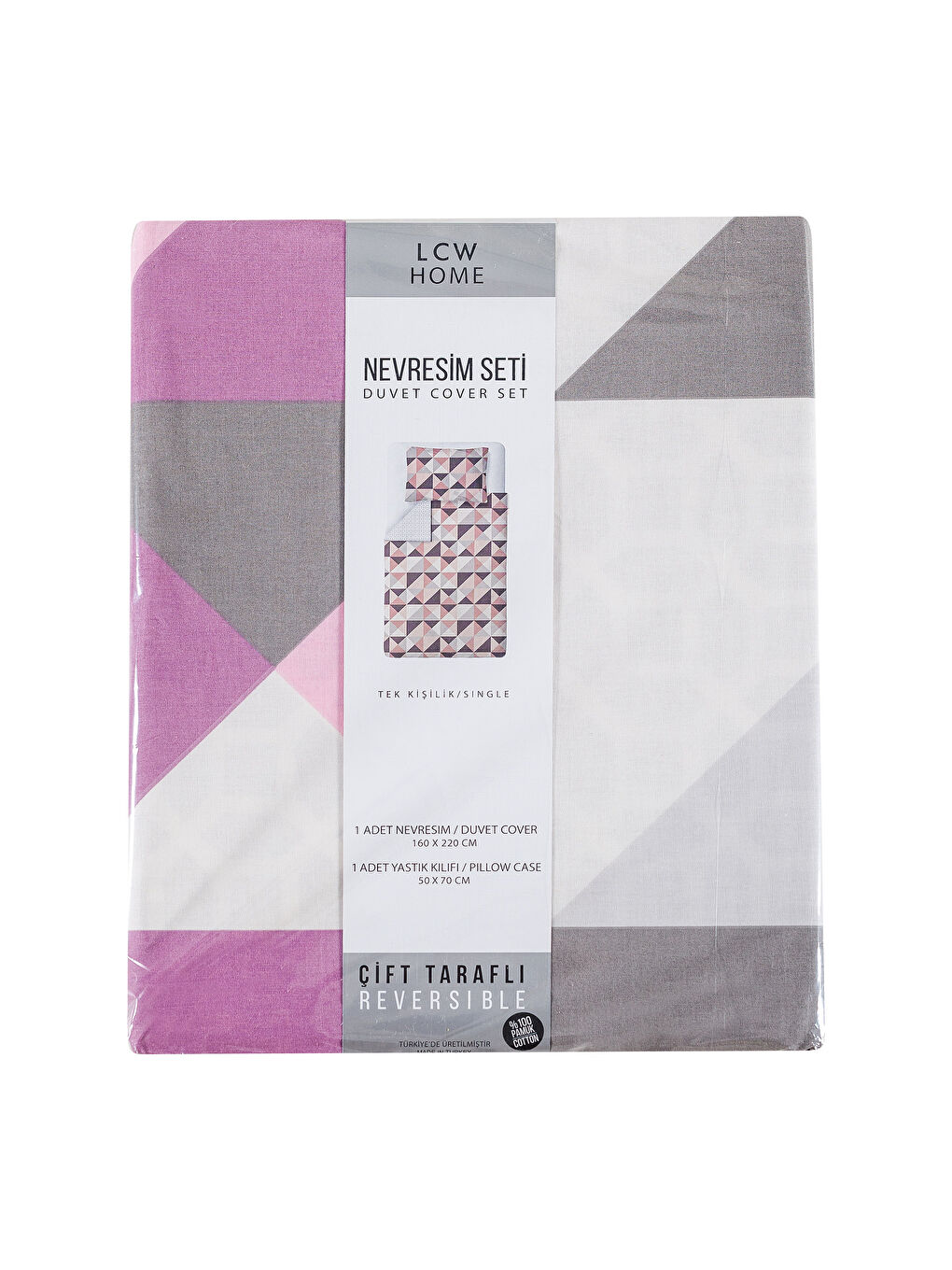 Pembe Baskılı Tek Kişilik Nevresim Seti-5