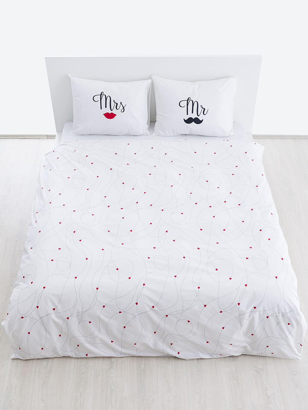 Gri Baskılı Çift Kişilik Nevresim Seti-1