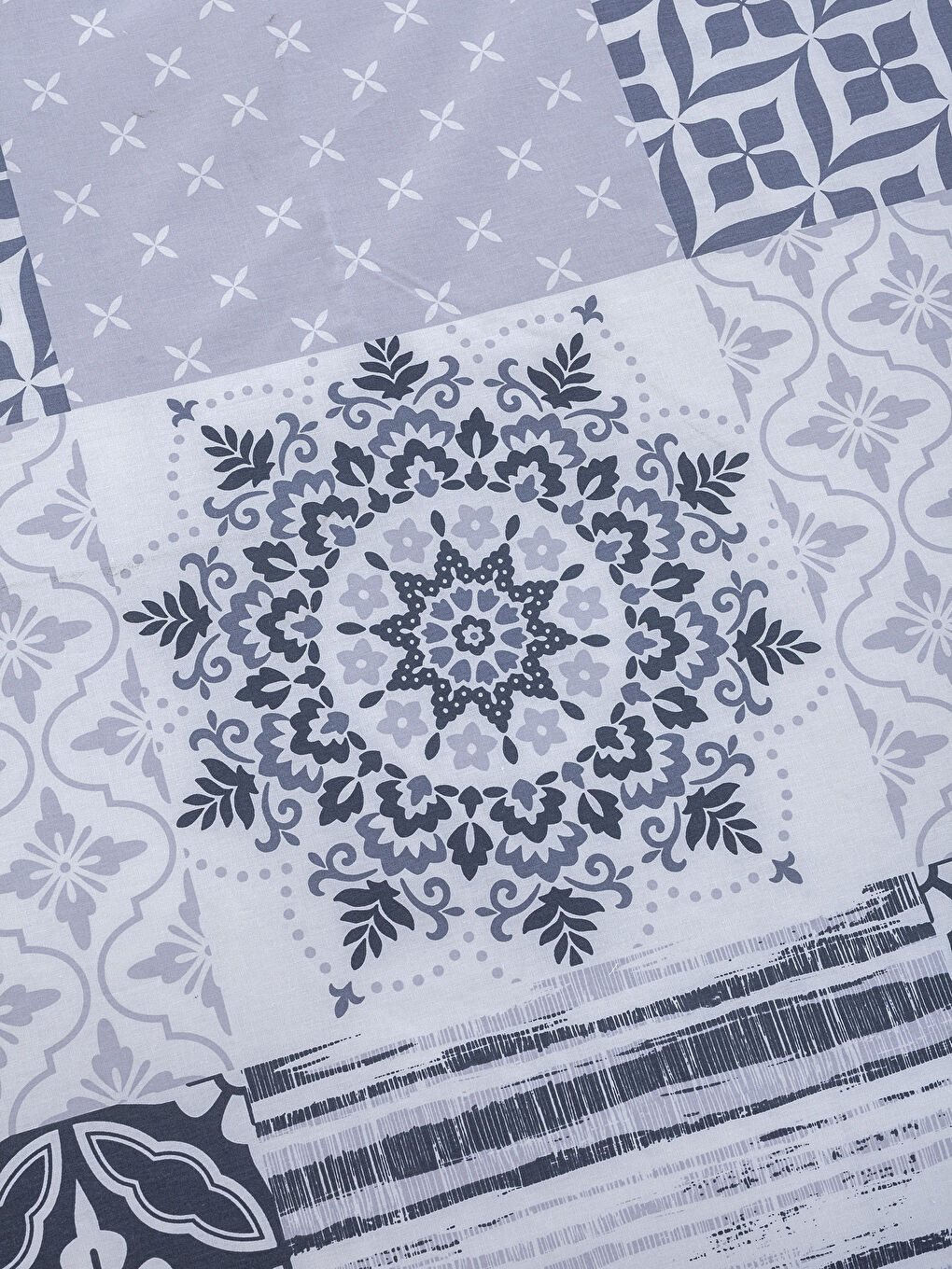 Gri Baskılı Tek Kişilik Nevresim Seti-4