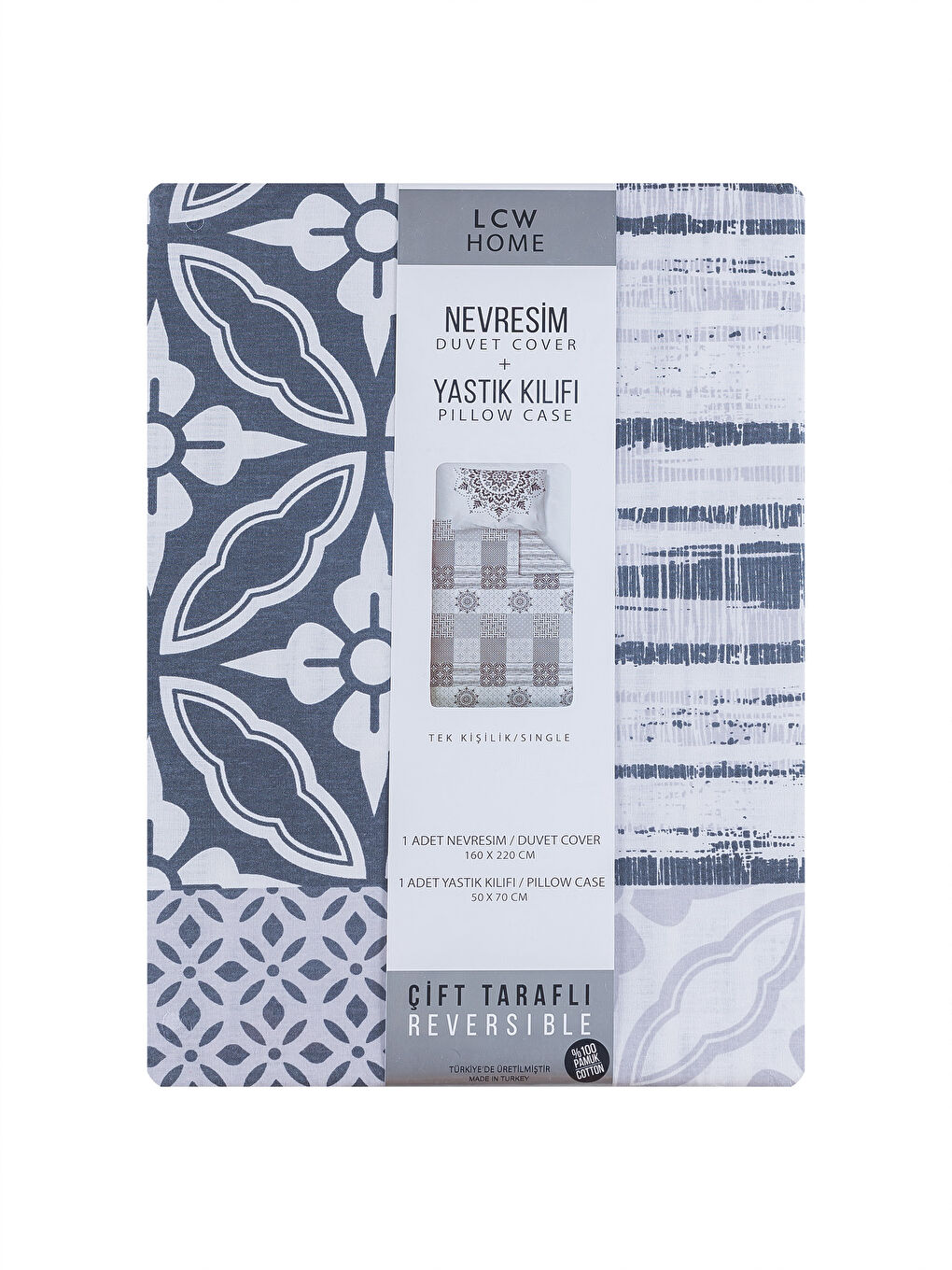 Gri Baskılı Tek Kişilik Nevresim Seti-5