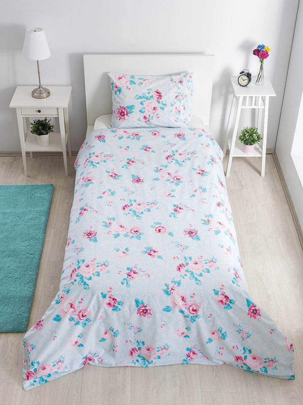 Mavi Baskılı Tek Kişilik Nevresim Seti-2