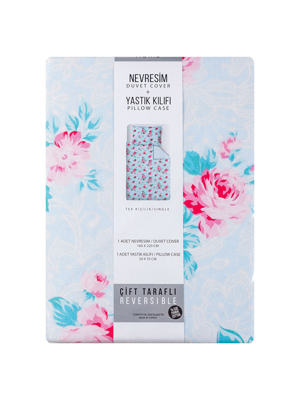 Mavi Baskılı Tek Kişilik Nevresim Seti-5
