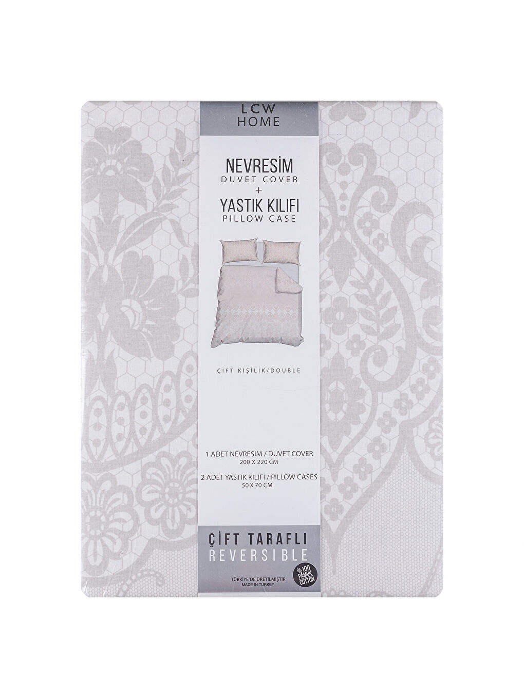 Bej Baskılı Çift Kişilik Nevresim Seti-5