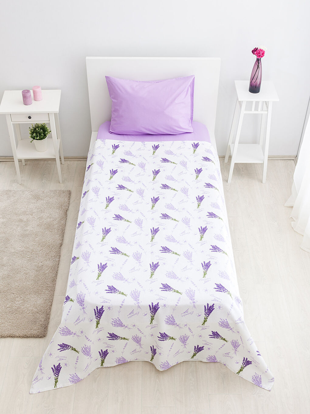 Lila Baskılı Tek Kişilik Pike-1