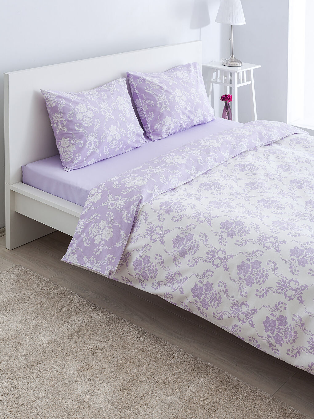Lila Baskılı Çift Kişilik Nevresim Takımı-1