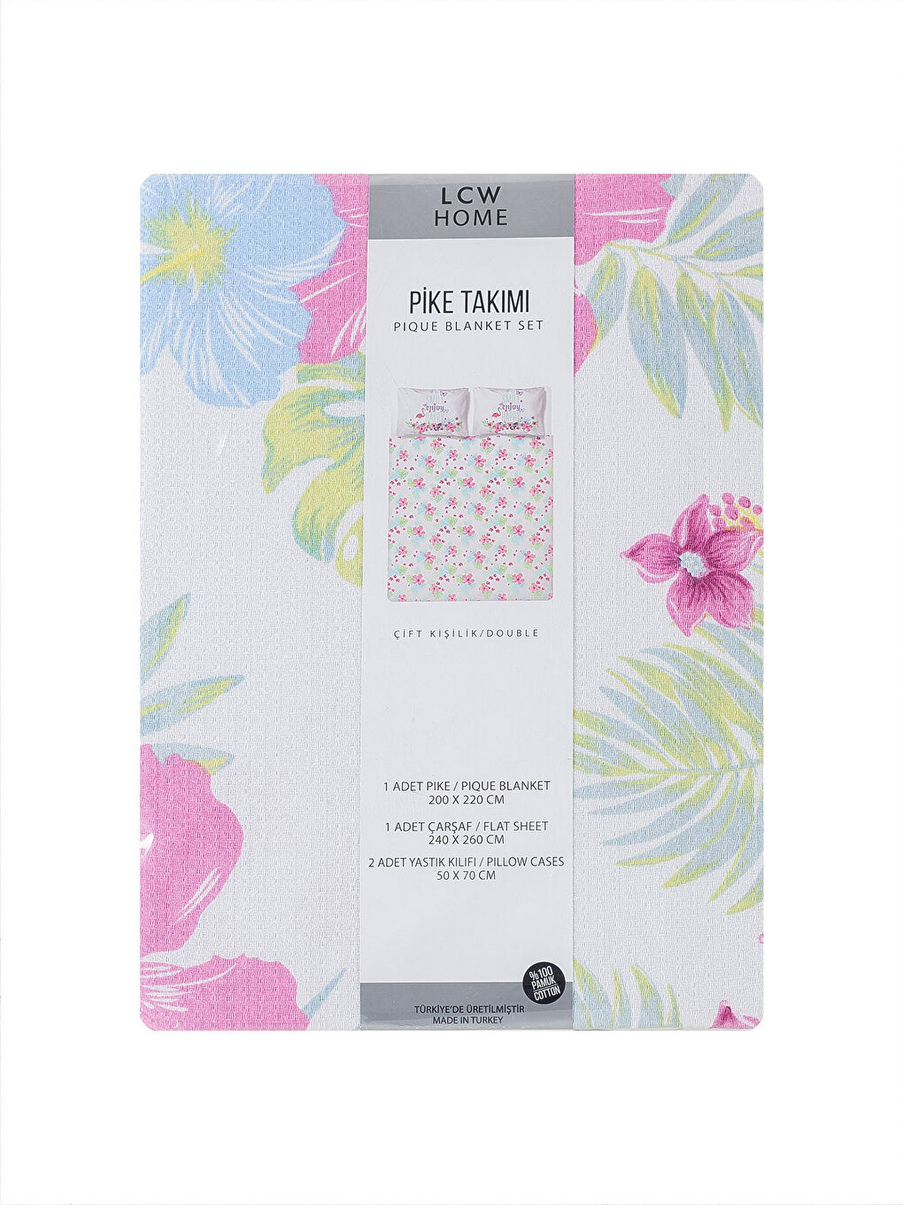 Karışık Baskılı Çift Kişilik Pike-4