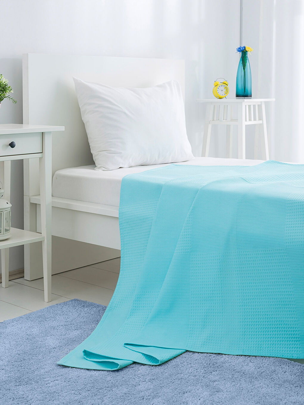 Açık Turkuaz Tek Kişilik Pike