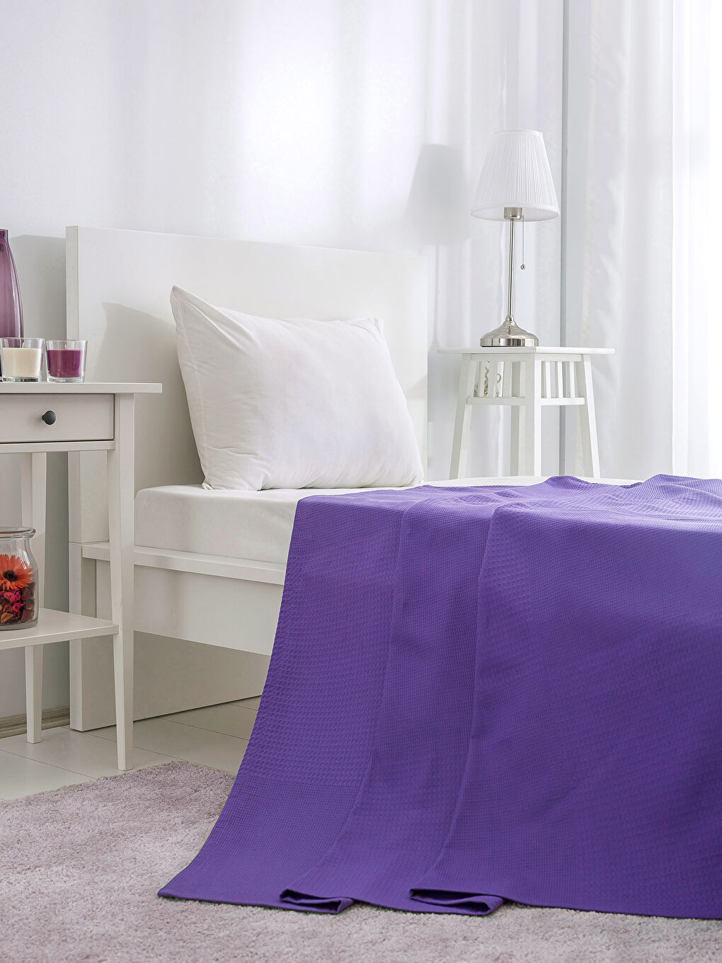 LCW HOME PURPLE Single Pique Bedspread -7YA423Z8-H3C