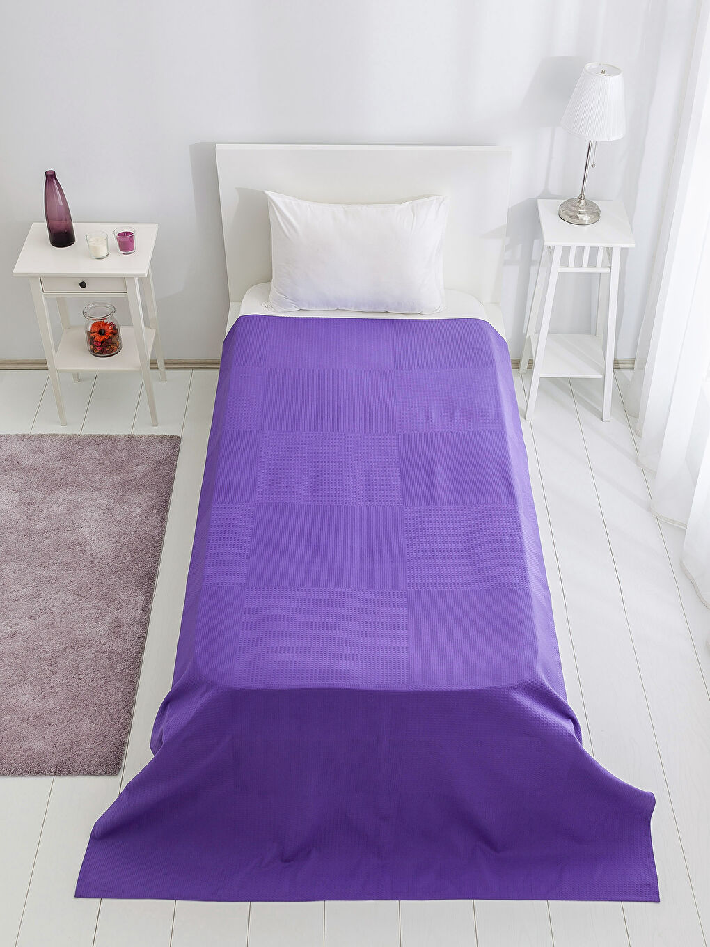 LCW HOME PURPLE Single Pique Bedspread -7YA423Z8-H3C