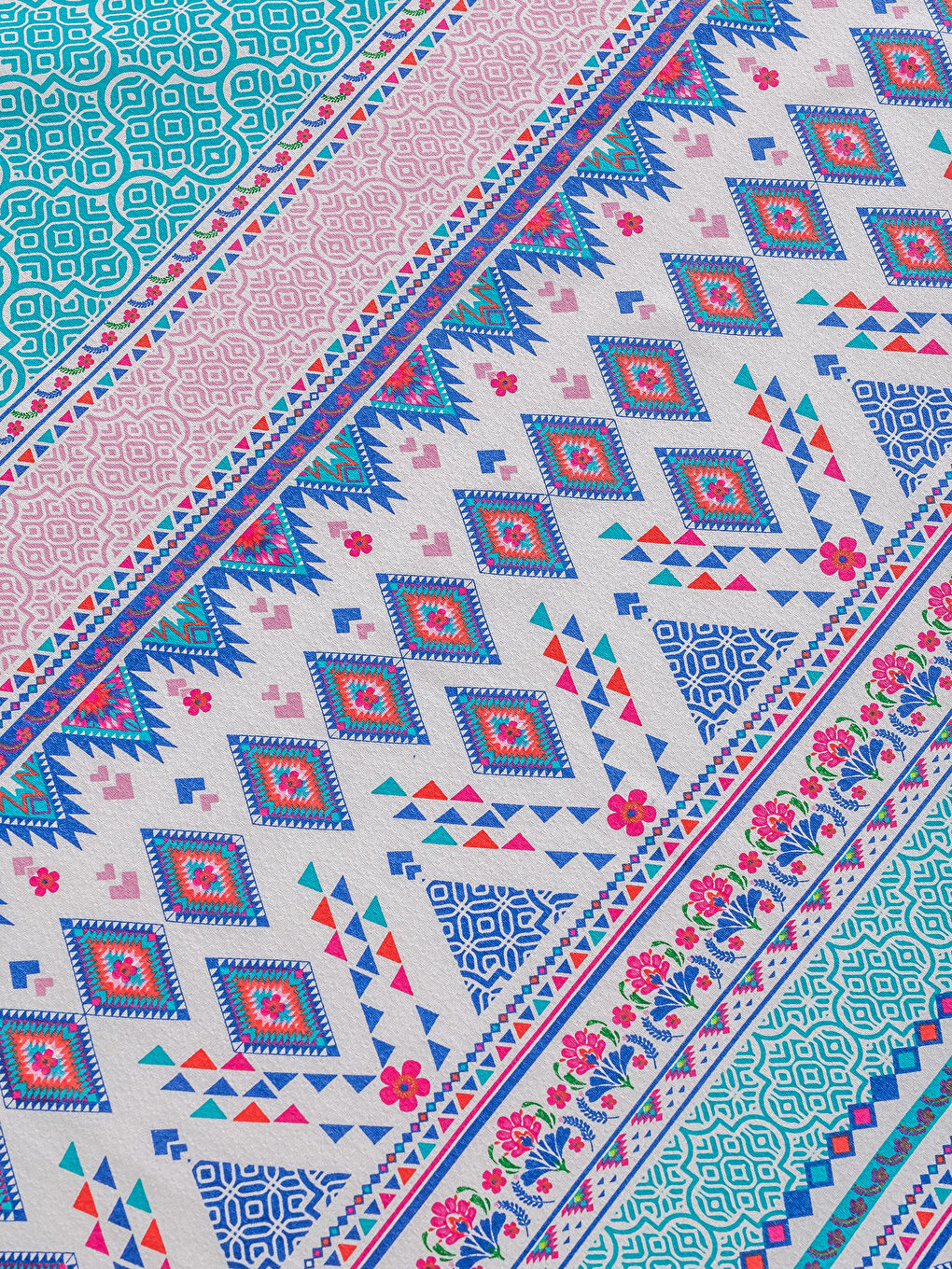 Mavi Baskılı Çift Kişilik Pike-3