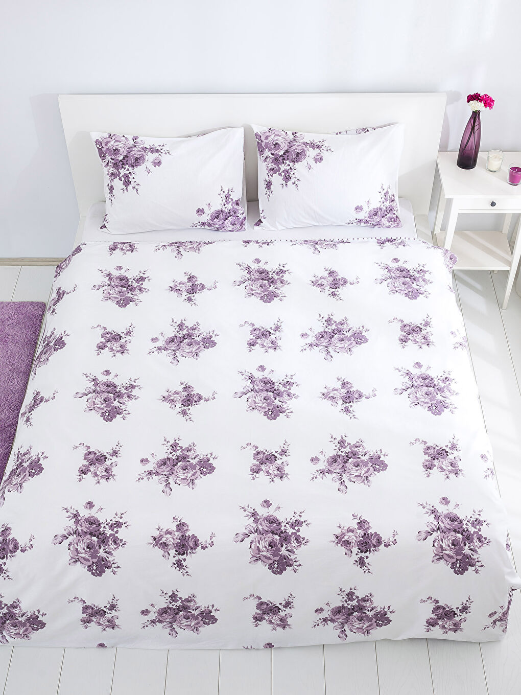 Mor Baskılı Çift Kişilik Nevresim Seti-2