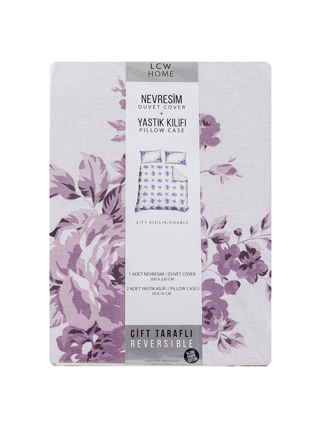 Mor Baskılı Çift Kişilik Nevresim Seti-5