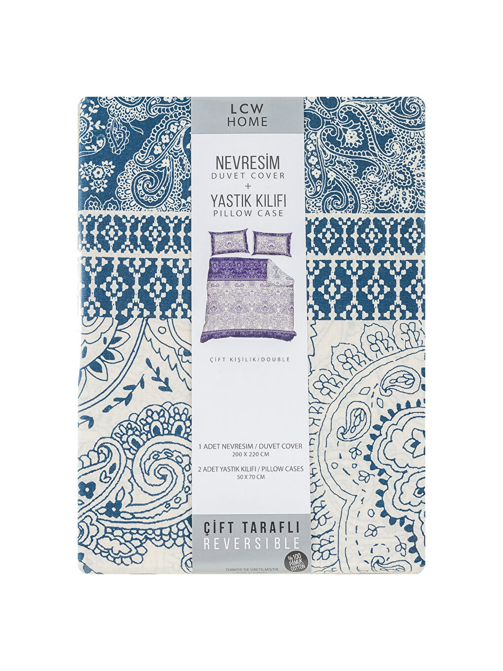 Lacivert Baskılı Çift Kişilik Nevresim Seti-5