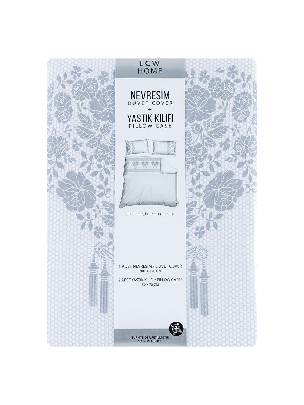 Gri Baskılı Çift Kişilik Nevresim Seti-4