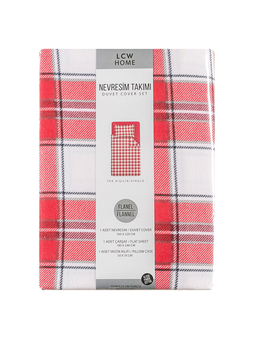 Kırmızı Baskılı Tek Kişilik Nevresim Seti-5