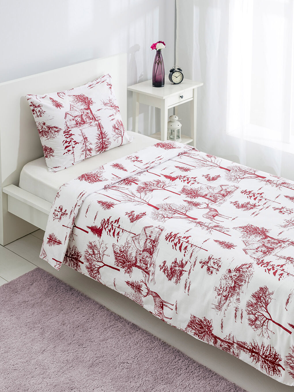 Parure de couette simple ROUGE