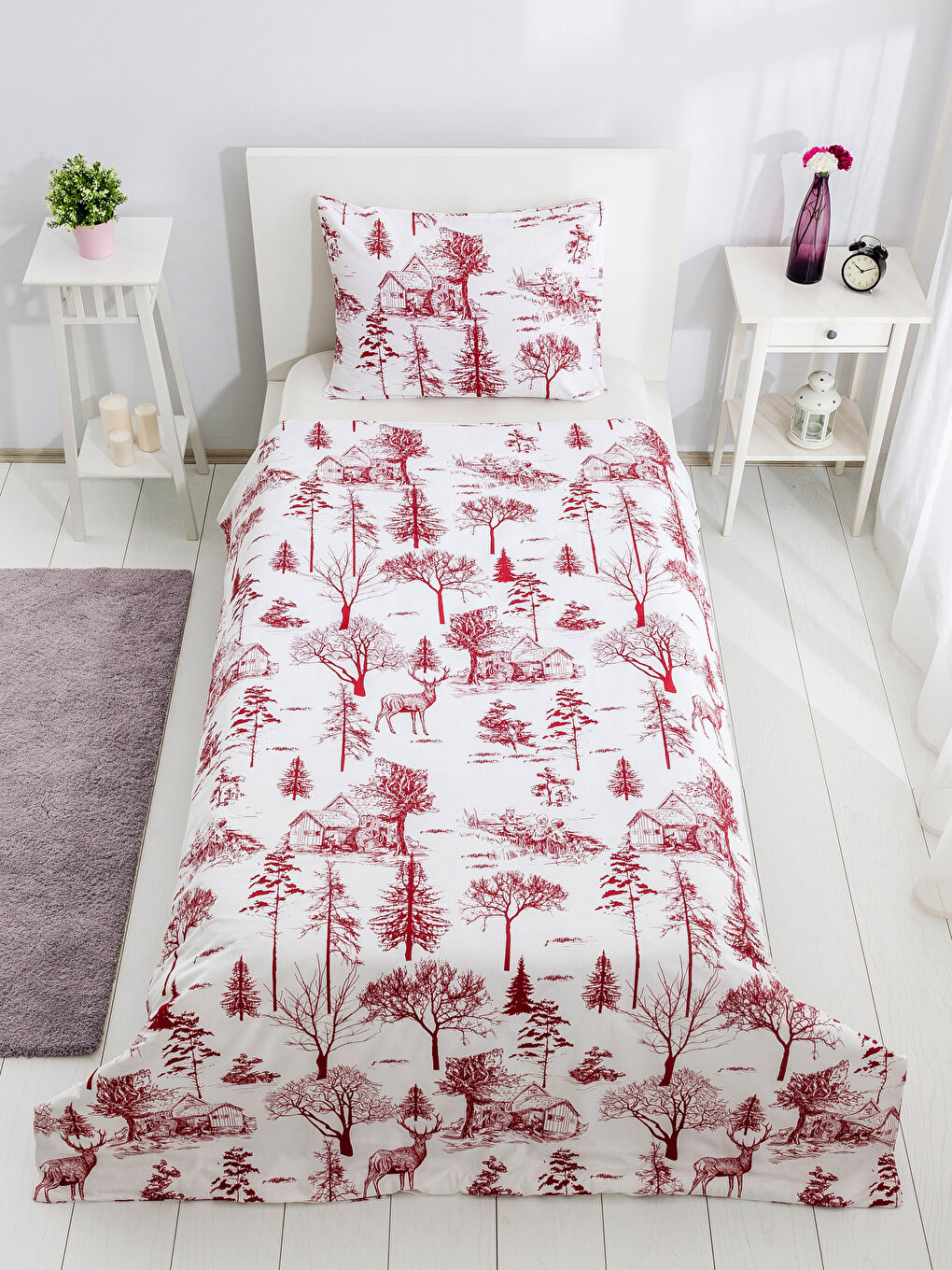 Parure de couette simple ROUGE-1