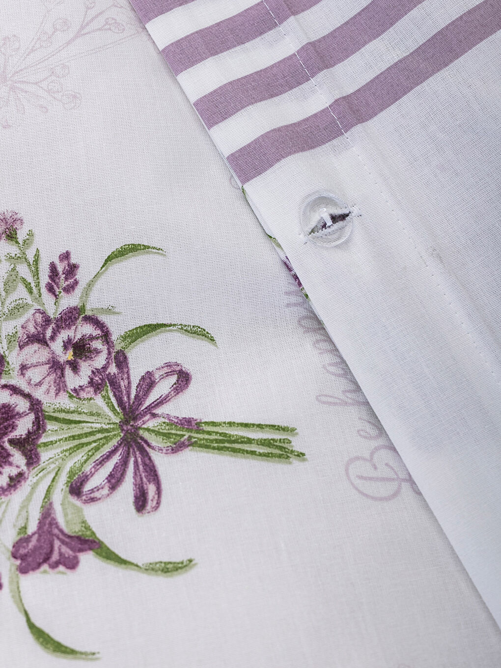 Lila Baskılı Çift Kişilik Nevresim Seti-4