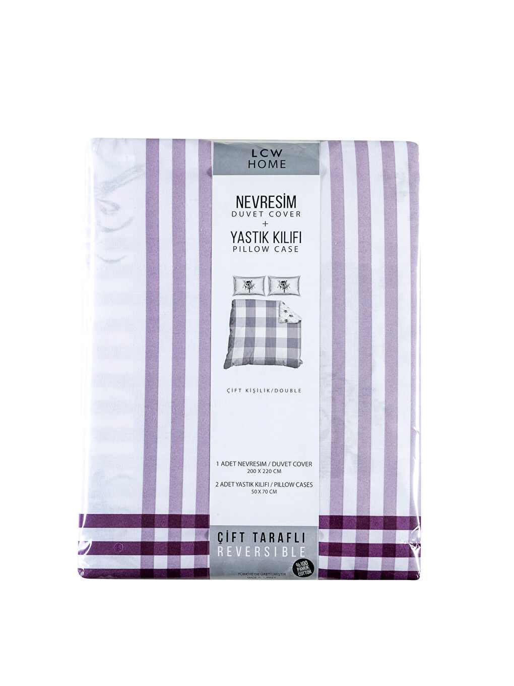 Lila Baskılı Çift Kişilik Nevresim Seti-5