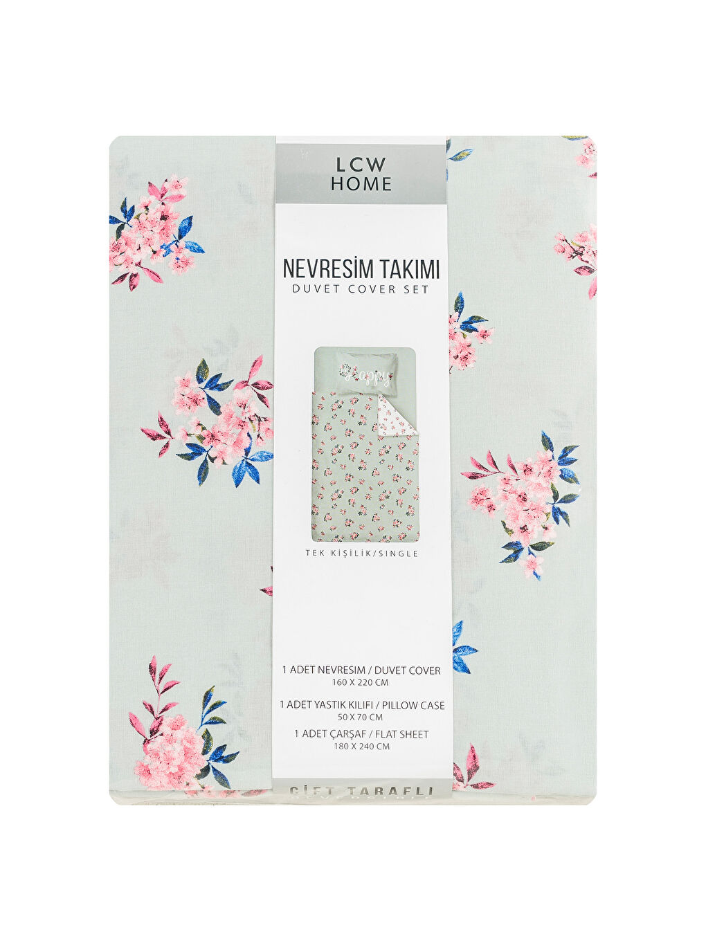 Karışık Baskılı Tek Kişilik Nevresim Seti-6