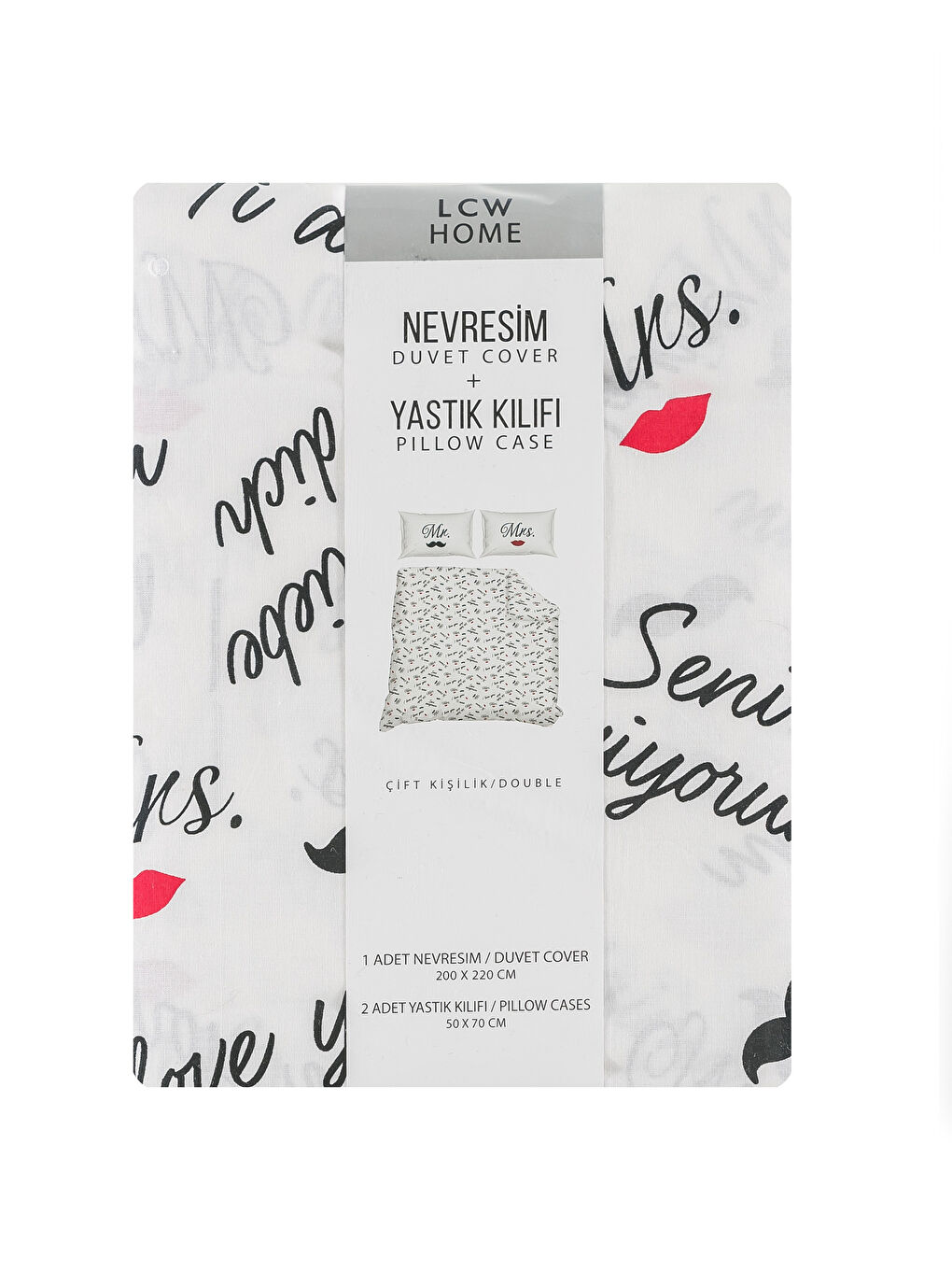 Siyah Baskılı Çift Kişilik Nevresim Seti-4