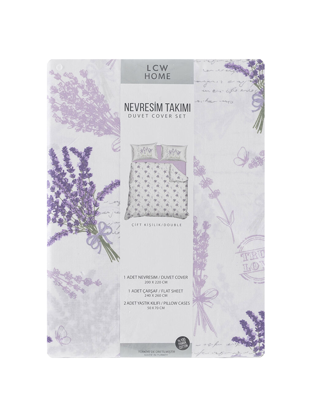 Lila Baskılı Çift Kişilik Nevresim Takımı-5