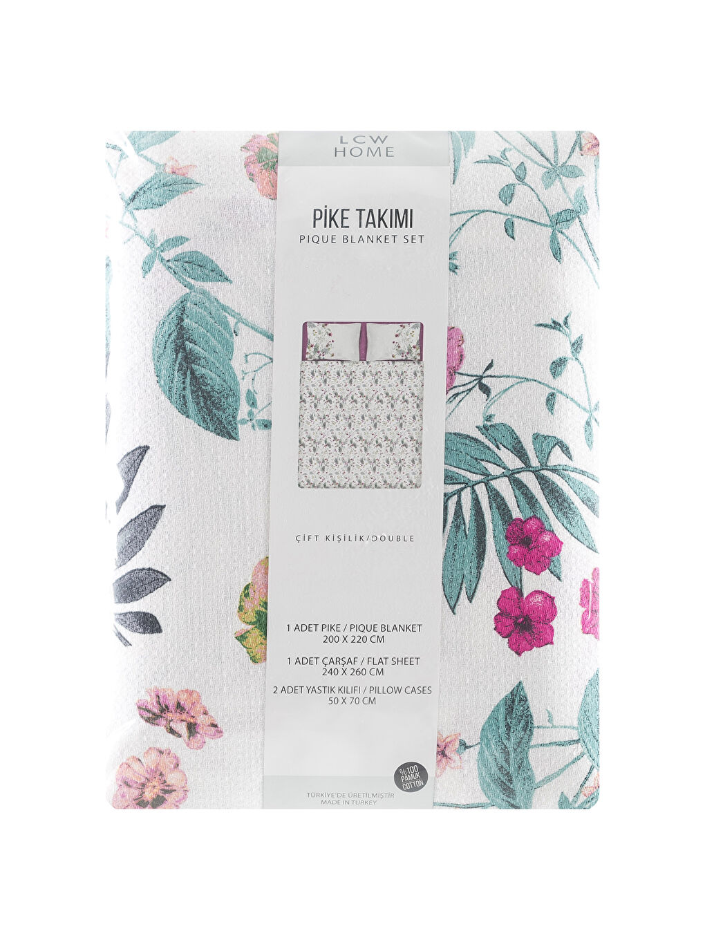 Karışık Baskılı Çift Kişilik Pike-4