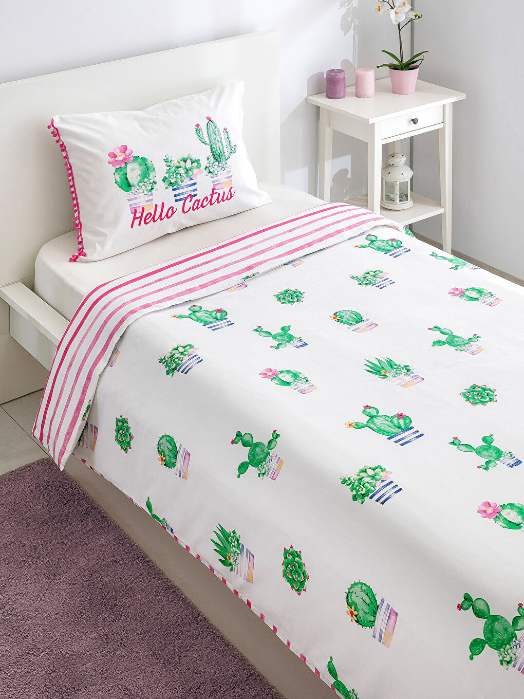 Yeşil Baskılı Tek Kişilik Nevresim Seti