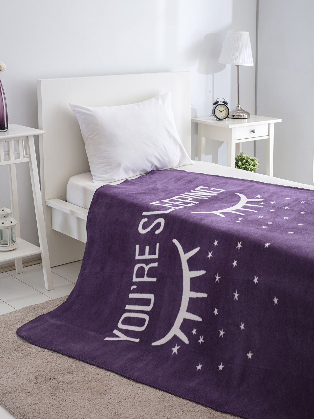 Mor Tek Kişilik Battaniye