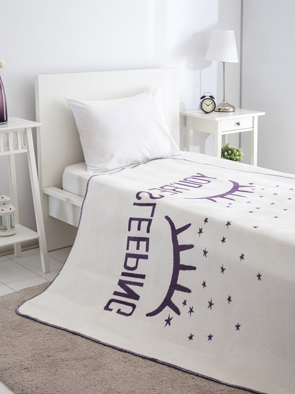 Mor Tek Kişilik Battaniye-1