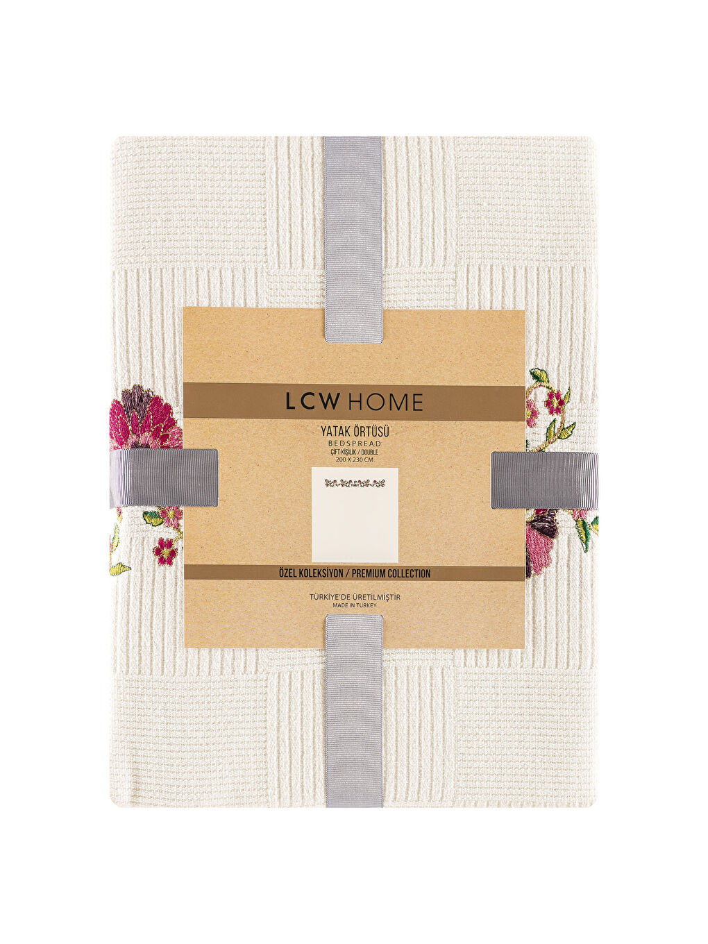 Ekru Baskılı Çift Kişilik Yatak Örtüsü-3