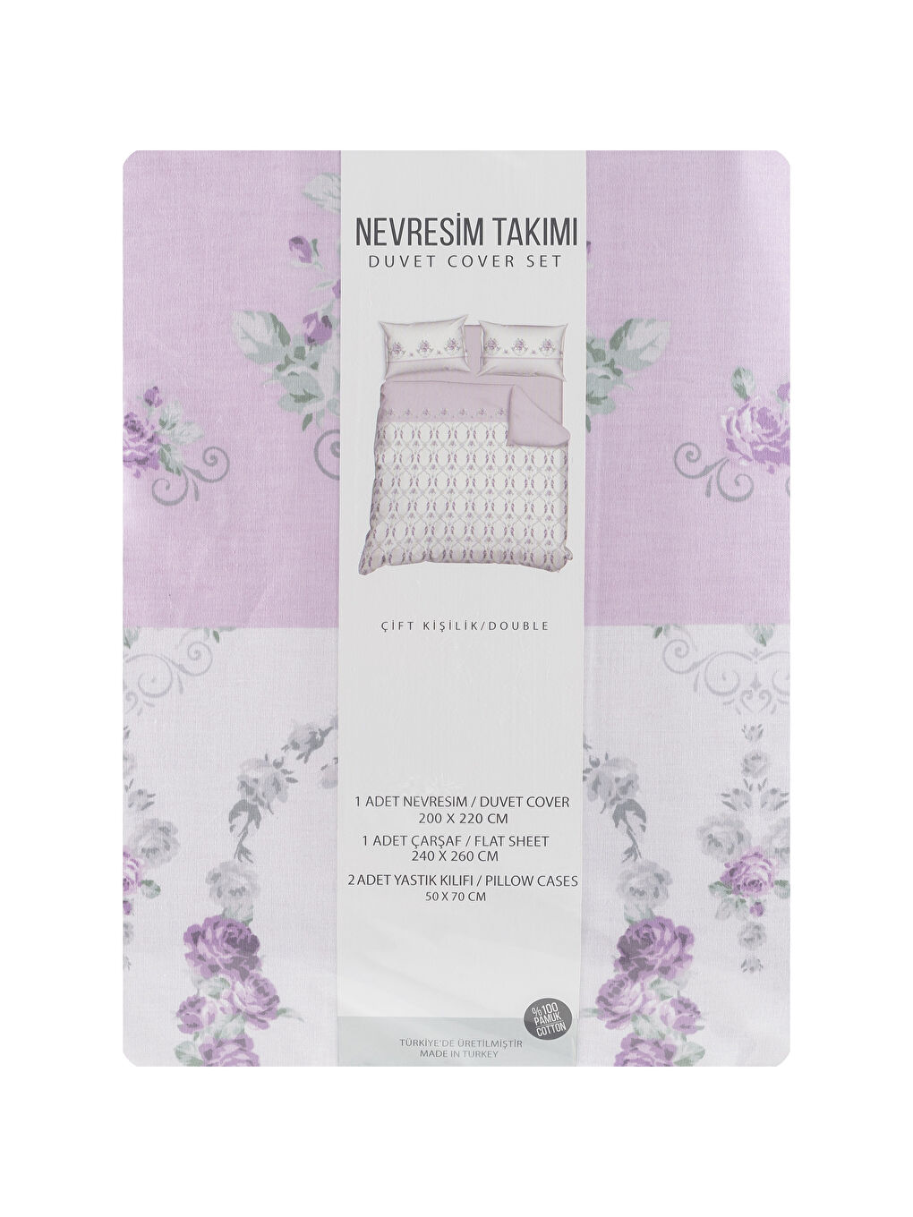 Mor Baskılı Çift Kişilik Nevresim Takımı-5