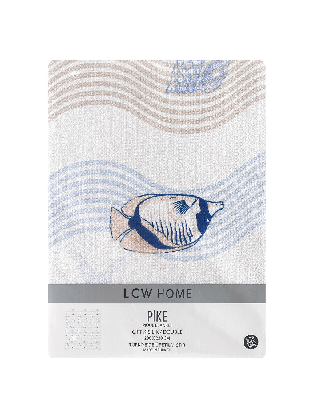 Mavi Baskılı Çift Kişilik Pike-3