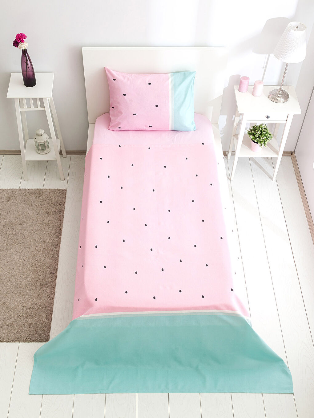 Karışık Baskılı Tek Kişilik Pike-1